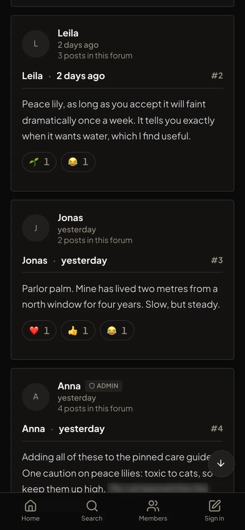 The same thread on a phone